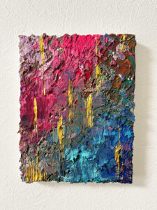 Yuka Mitsufuji(光藤 有佳)によるテクスチャーアート。重厚感があり色彩のハーモニーが美しい。オンラインで売却済み作品。